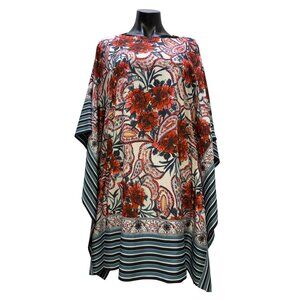 Badgley Mischka Floral Paisley 2-Piece Blouse & Pants Set Red Blue S